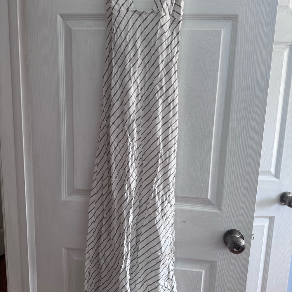 Bershka White and Black Striped Halter Maxi Dress - Picture 1 of 3